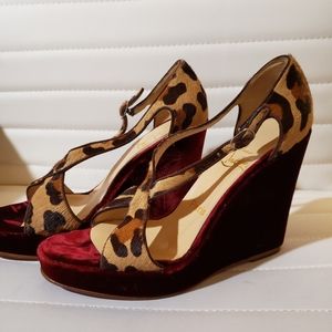 Louboutin Cheetah Velvet Wedge 38.5